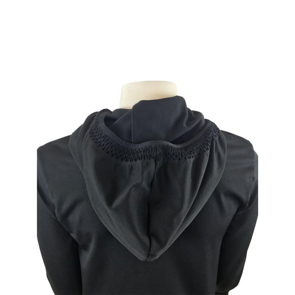 Fabletics Megan Seamless Hoodie Medium Pullover Black Mesh - Picture 3 of 8